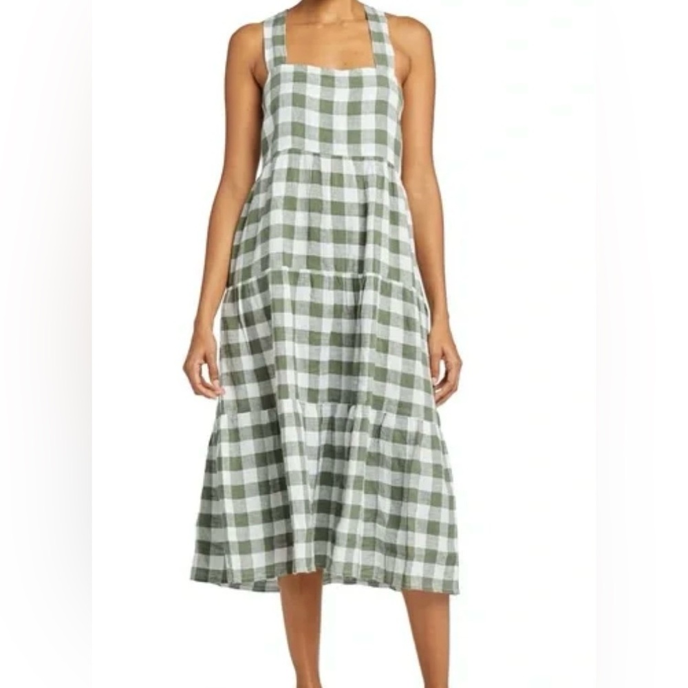 Vitamin A Olive Checkered Midi Dress